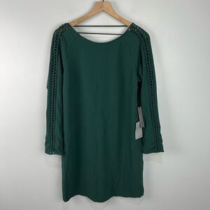 Felicity & Coco Dark Green L/S Scoop Back Shift Dress M NWT